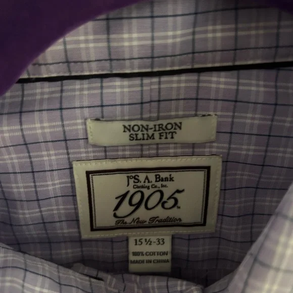 Jos A Bank Men’s button down non iron slim fit shirt size 15 1/2 - Picture 2 of 4